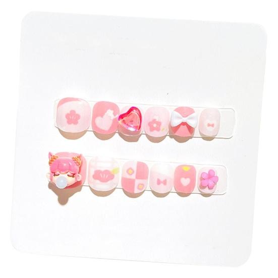 12 шт. детские мультяшные наклейки для дизайна ногтей, милые цветочные девушки с сердечным узором, стразы, наклейки для ногтей, самоклеящиеся накладные ногти, художественное украшение «сделай сам»