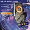 Магнитное беспроводное зарядное устройство из алюминиевого сплава, быстрое зарядное устройство, автомобильный держатель с регулировкой красочного окружающего света для Iphone, Huawei, Xiaomi