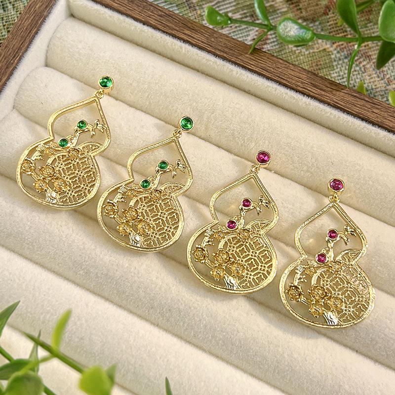Ювелирные изделия Ювелирные серьги Золотой цвет Тыква-сокровище Ретро стиль Высококлассные Женские