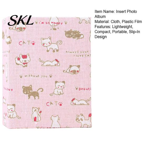 Transparent Inner Bag Photo Album Mini Printed Fabric Slip-In Album, Portable Floral Print Scrapbook with Sleeve Pages, Lightweight Cover Pocket