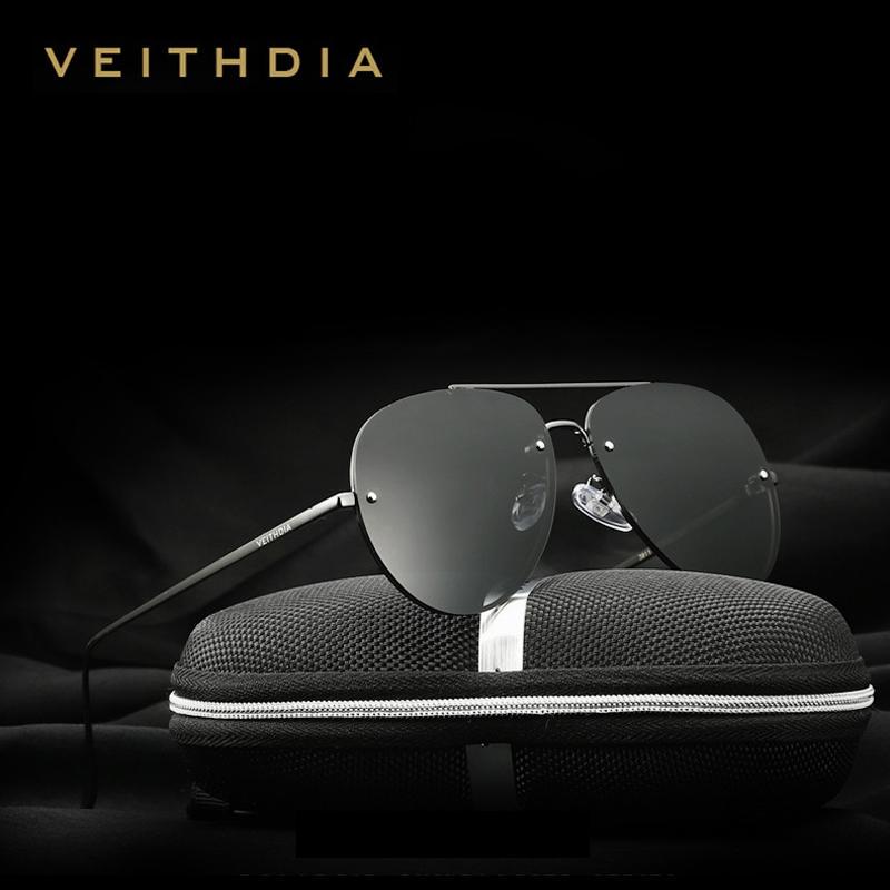 VEITHDIA Brand Rimless Fashion Unisex Sun Glasses Polarized Coating Mirror Sunglasses Male Eyewear