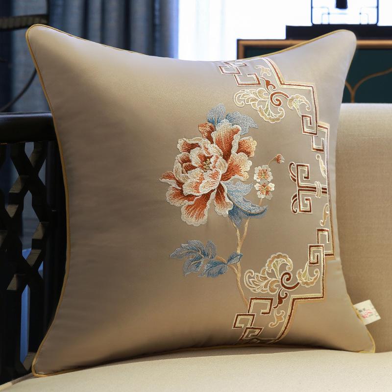 Elegant Chinese Embroidery Sofa & Bedside Pillow Cover