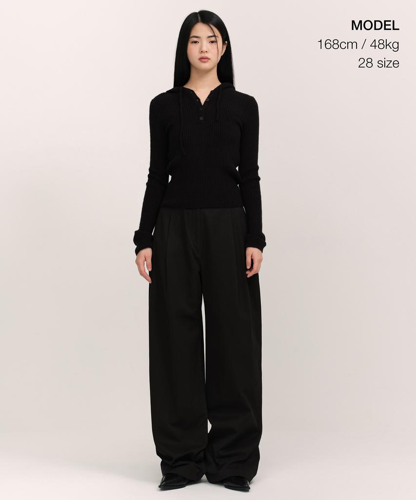 MUSINSA STANDARD WOMAN Женские глубокие складки Экстра Широкие Хлопковые Брюки Чинос [Черный]