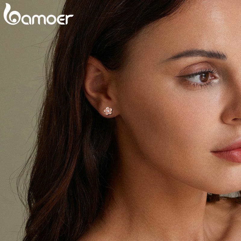 Серьги-гвоздики BAMOER из стерлингового серебра 925 пробы с вишней, гипоаллергенные очаровательные ювелирные изделия, подарочные серьги для женщин и девочек