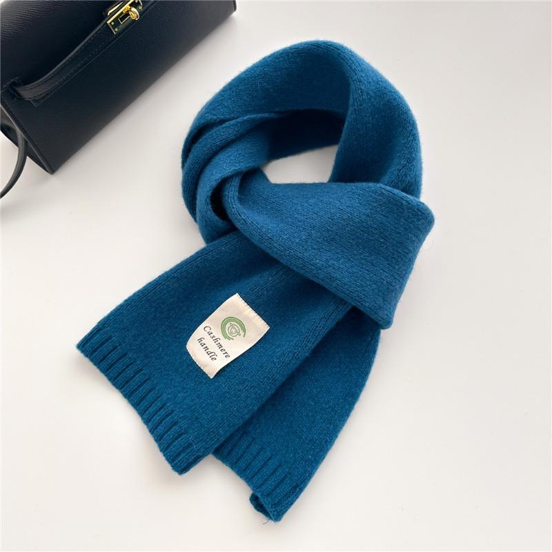 Selected Pure Cotton Wool 100% Cashmere Scarf Solid Color Student Men and Women Winter Warm Knitted Scarf Christmas
