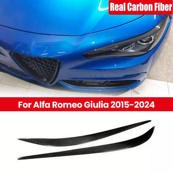 Carbon Fiber Headlight Eyebrows for 15-24 Alfa Romeo Giulia (1 Pair)