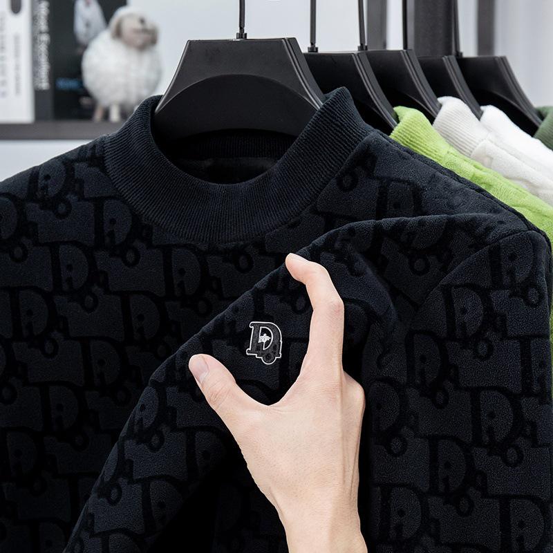 Men's Winter Thick Jacquard Double-Sided Coral Fleece Sweatshirt