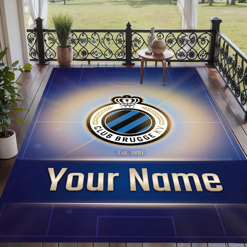 Custom Text Printed Rug Club Brugge FC Non Slip Floor Carpet For Home Room Decor