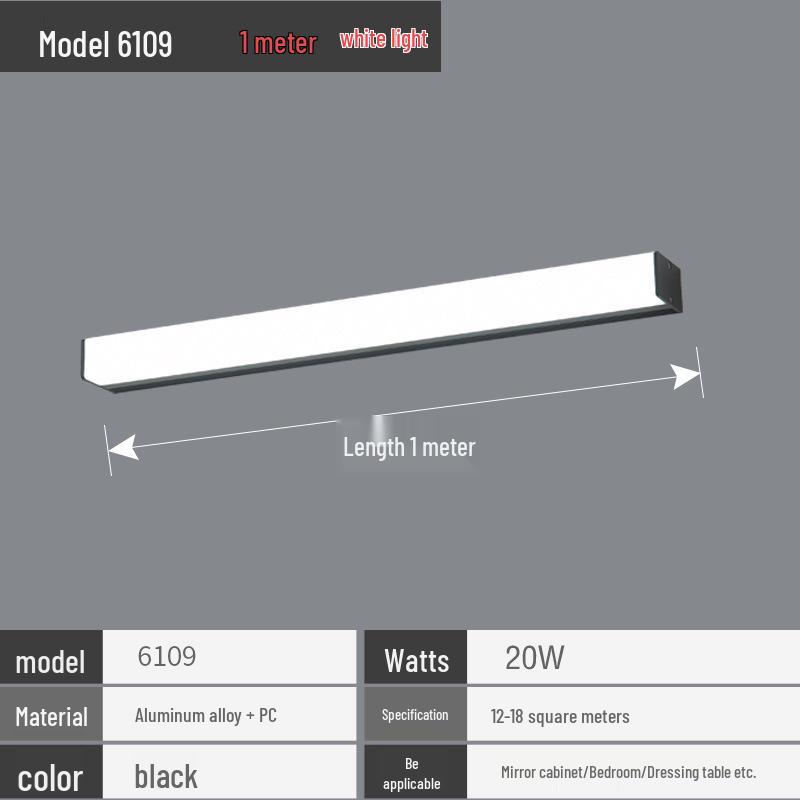 LED Waterproof Anti-Fog Bathroom Mirror Light - Modern, Punch-Free, Long Strip Design for Makeup Mirror or Cabinet Lighting