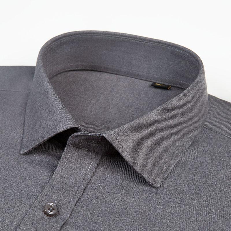 Отличные шерстяные однотонные однотонные мужские классические рубашки с длинным рукавом из модала, офисные деловые мужские деловые рубашки, стандартная посадка, высокое качество
