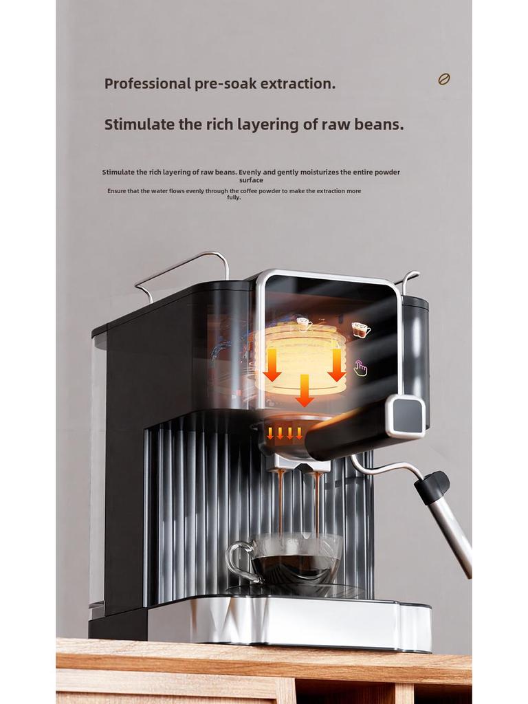 Компактная полуавтоматическая итальянская эспрессо-машина для дома или небольшого офиса с функцией экстракции под высоким давлением и вспенивателем молока