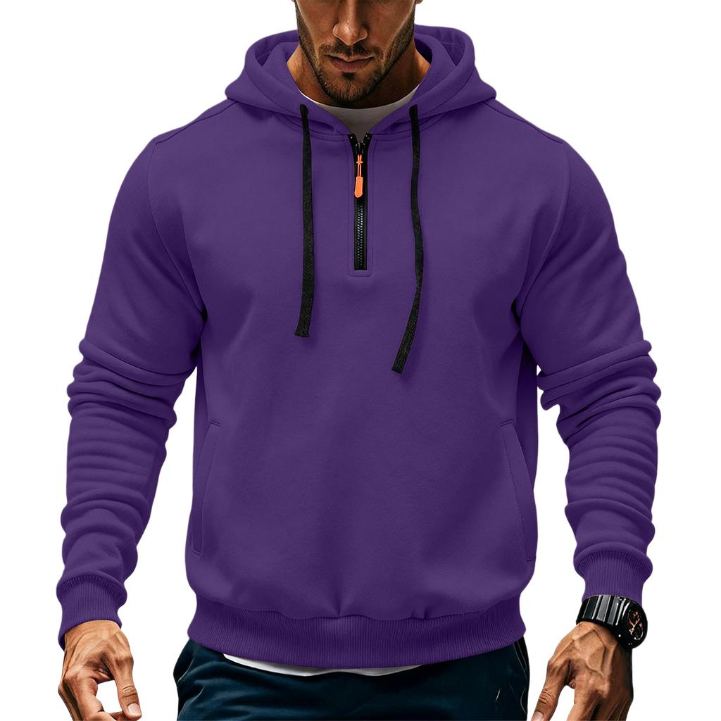 Men's Fleece Hoodie Casual Long Sleeve 1/4 Zipper Pullover Sweatshirts