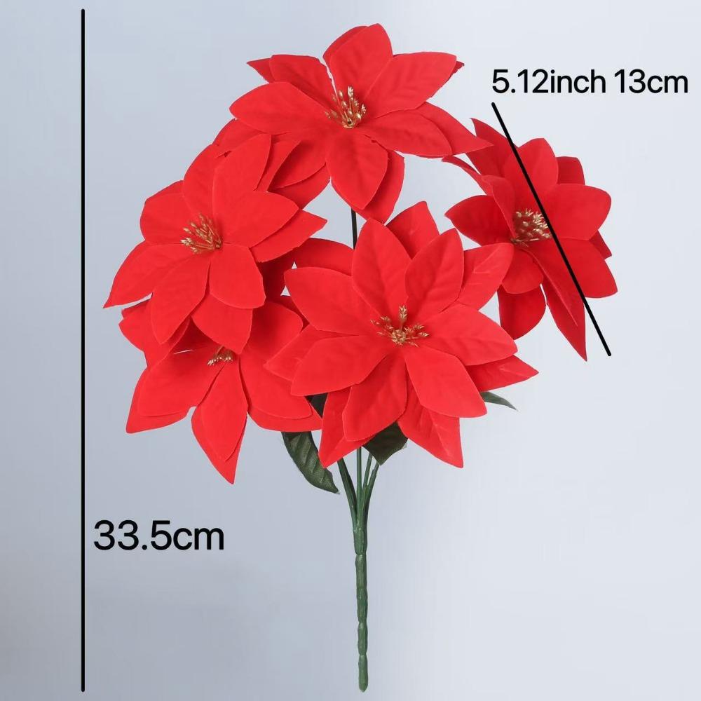 supplies Poinsettia Bushes Christmas Decoration Simulation bouquet Xmas Decor Christmas Bouquets