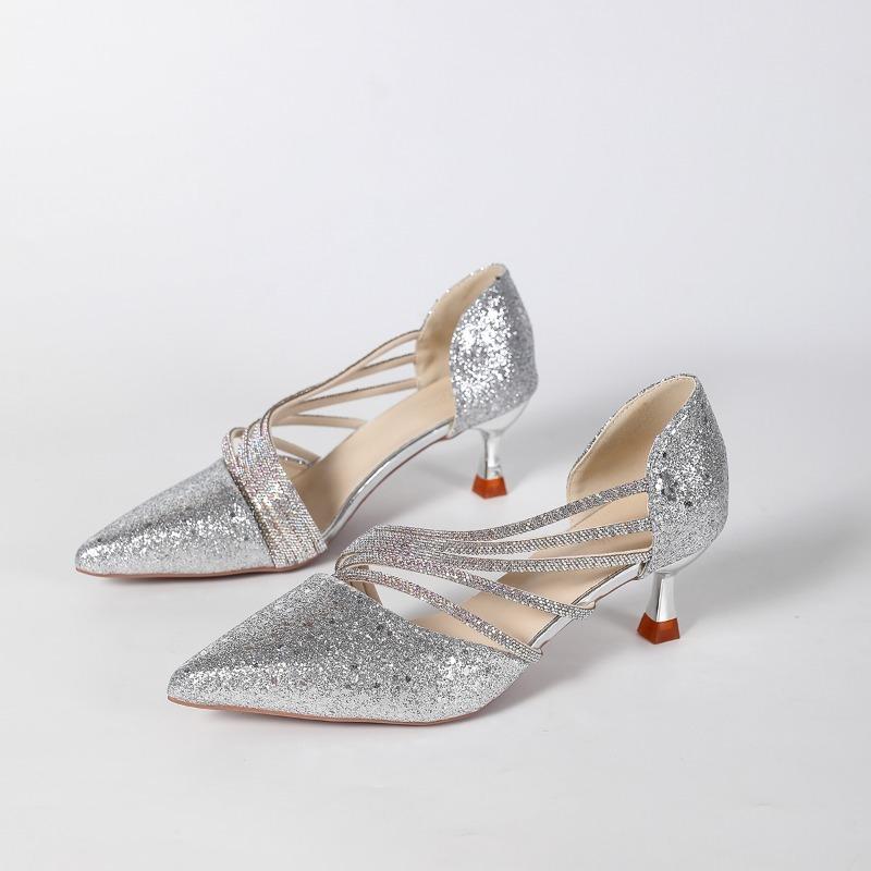 Роскошные хрустальные женские босоножки на высоком каблуке с острым носком, туфли на каблуке 2025, новые, сексуальные, дизайнерские женские шлепанцы, летние туфли-лодочки, сандалии