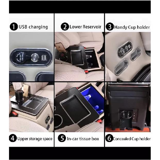 ДЛЯ Mercedes-Benz V-Class V220 V260 V250 W447 2014-2023 Ящик для хранения подлокотника Задний подлокотник Зарядка для мобильного телефона USB Подлокотник