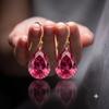 Pink Tourmaline Earring, Pear-Cut Gemstone, 925 Sterling Silver, Drop Hook Earring, Women Jewelry, September Birthstone, Teardrop Earring