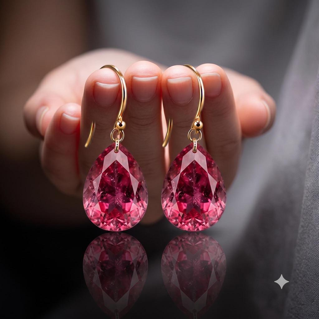 Pink Tourmaline Earring, Pear-Cut Gemstone, 925 Sterling Silver, Drop Hook Earring, Women Jewelry, September Birthstone, Teardrop Earring