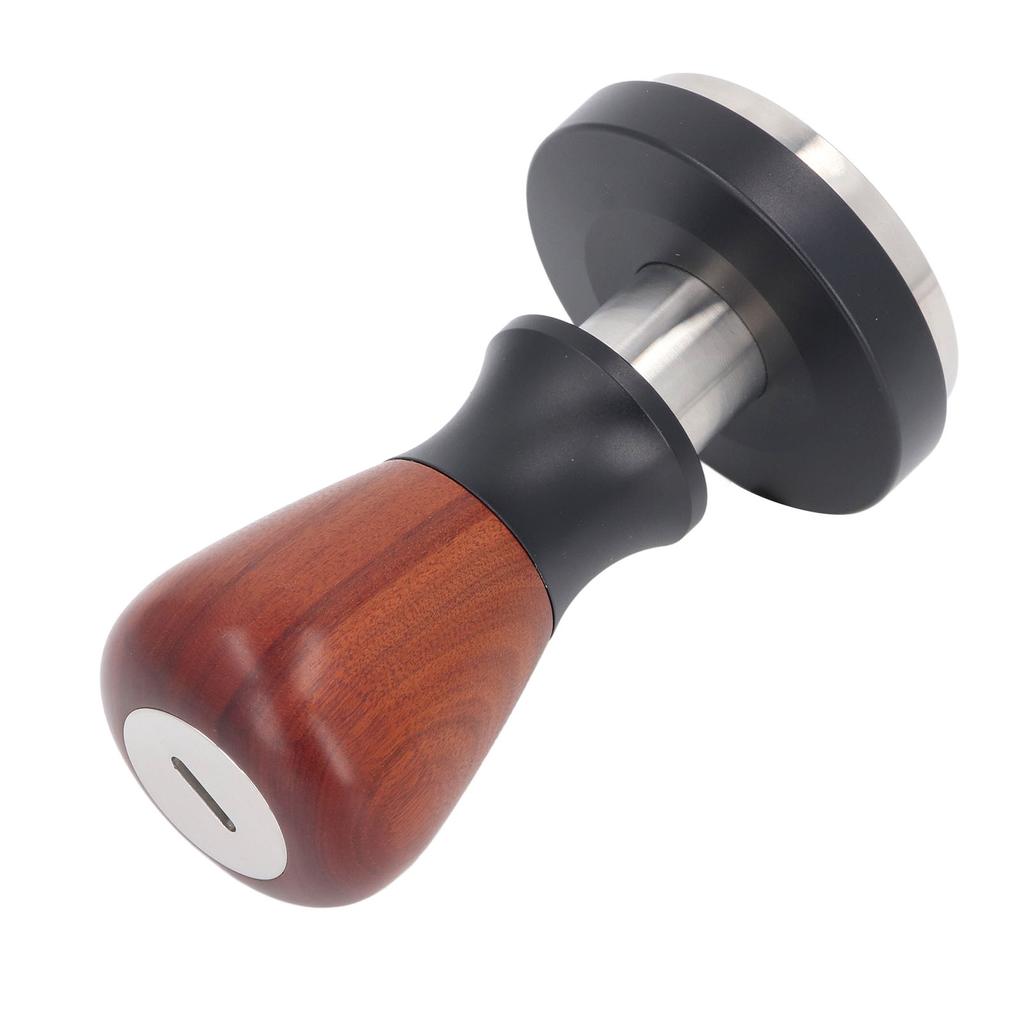 58.5MM Coffee Tamper Spring Loaded Stainless Steel Wooden Handle Coffee Press Tamper for Coffee Maki