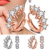 Women Five Stunning Rhinestones Inlaid Hoop Huggie Earrings Wedding Jewelry