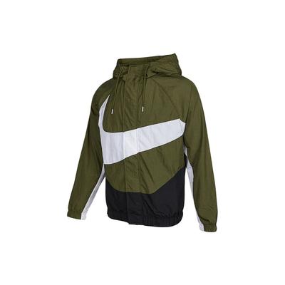 Спортивная одежда Swoosh Большой принт с логотипом Тканая куртка с капюшоном Мужская куртка Оливково-зеленый DD5968-326
