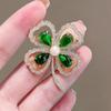 Vintage Green Lucky Four-leaf Clover Brooches for Women Men Rhinestone Jewelry Party Office Brooch Pin Year Gifts