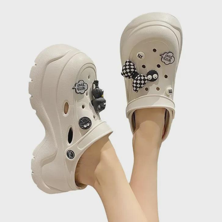 Женские пляжные тапочки EVA 2024 года на толстой подошве с нескользящим закрытым носком