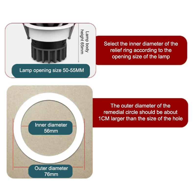 1 шт. Светодиодный спот-светильник, встраиваемый светильник, уплотнительные кольца, белый абажур, кольцо-адаптер, скрытые проставки, шайбы, прокладки для стойки освещения