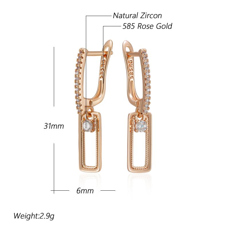 Kienl  Shiny Natural Zircon Square Long Earring For Women  Rose Gold Color Glossy Metal Accessories Trend Daily Jewelry
