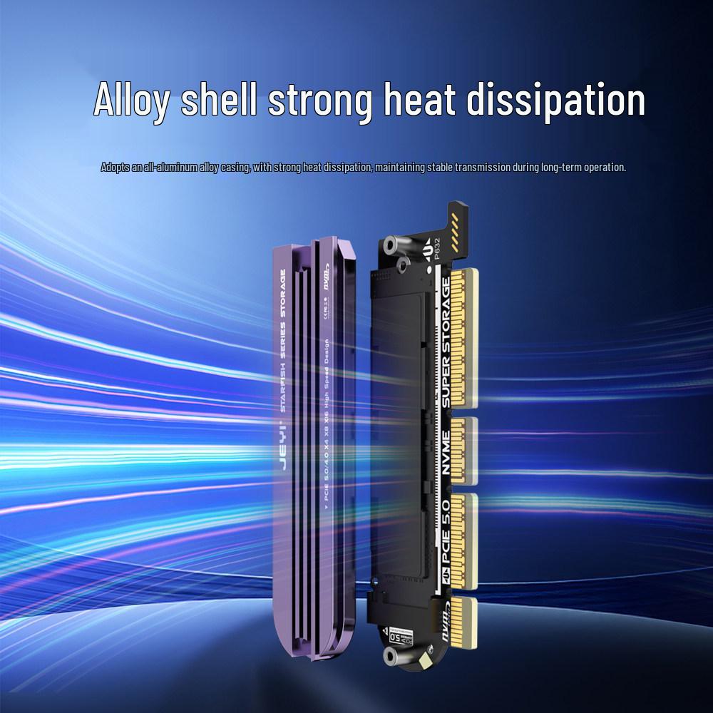 JEYI JiaYi Sea Star 5.0 PCIe X4/X1 к M.2 NVMe Адаптер для M.2 Жестких Дисков, Совместим с PCIe 4.0