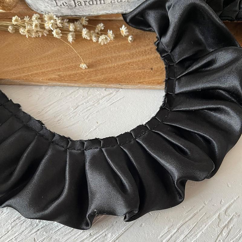 Черная кружевная органза для самостоятельного изготовления одежды и аксессуаров - украшение горловины и подола юбки