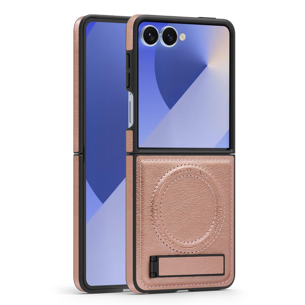 Для Samsung Galaxy Z Flip 7 5 6 4 3 FE Кожаный чехол для телефона Беспроводная зарядка Чехол-держатель для телефона Защитная крышка