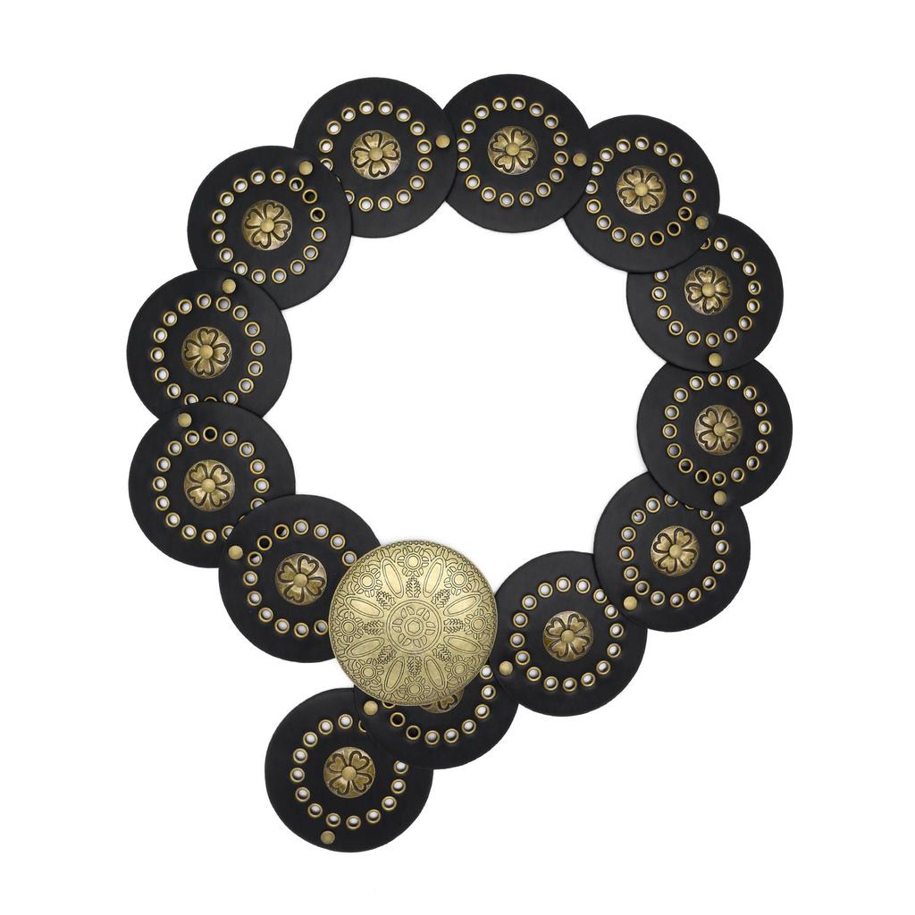 Винтажный западный джинсовый стиль Персонализированный ремень Женский металлический сращенный полый газовый глаз Поясная печать