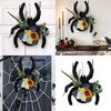 Деревянная табличка «Паук» Подвеска на дверь с искусственными цветами для декора двора на Хэллоуин