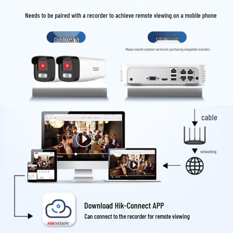 Hikvision DS-IPC-B12HV3-LA 2MP Full-Color Bullet Camera CN plug (adapter included)