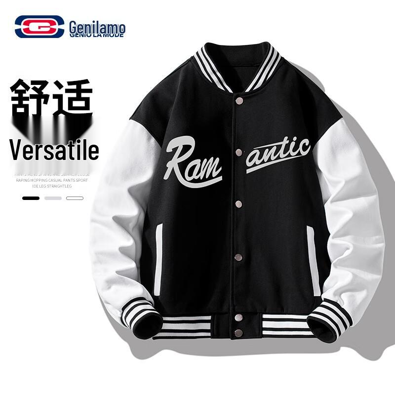 GENIOLAMODE Men's Color Block Baseball Jacket
