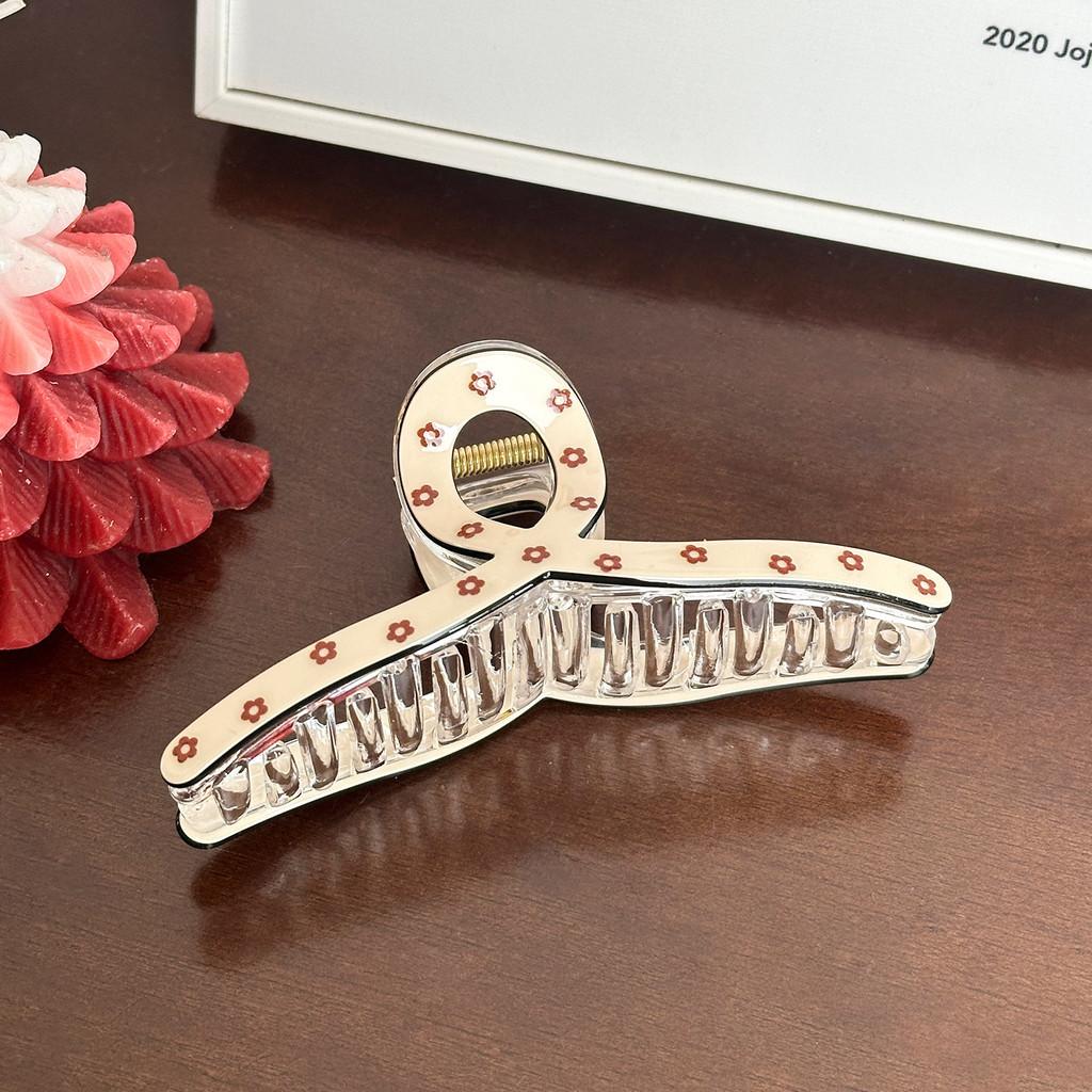 Трендовые большие заколки-крабы для волос с цветочным и клубничным принтом для женщин