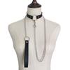 Women Faux Leather Collar Leash Chain Decor Adjustable Erotic Lover Necklace Cosplay Nightclub Party Choker Individual Neck Jewelry
