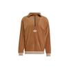 Adidas Originals Trefoil Funnel Velour Half-Zip Loose Long Sleeve Sweatshirt Men Tops Brown IB3421
