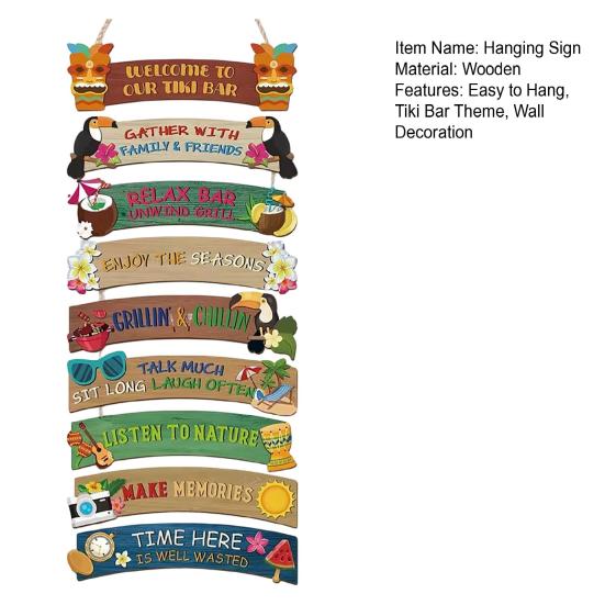 Hawaii Tiki Bar Welcome Farmhouse Wooden Hanging Sign Summer Beach Sign Tropical Wall