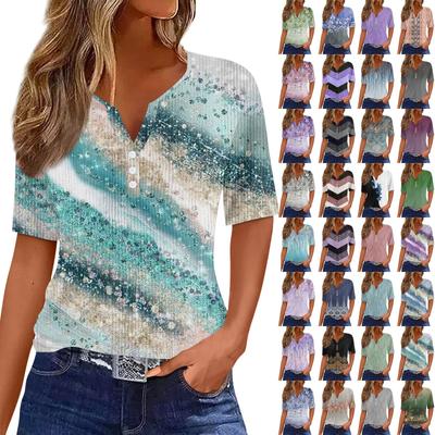 Футболки для женщин, плиссированные, с квадратным вырезом, нарядные, повседневные, блузки с принтом, с коротким рукавом, летние топы свободного кроя