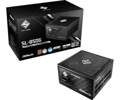 Блок питания для ПК ASRock Steel Legend, совместимый с видеокартами следующего поколения, 850 Вт, совместимый с PCIe 5.1, 80 PLUS GOLD, ATX 3.1, полностью модульный, кабель 12V-2x6