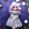 30CM Mini Movable 23Jointed Doll Girls Toy 3D Big Eyes BJD Princess Full Outfits Dresses  Collection Childrens Doll Gift