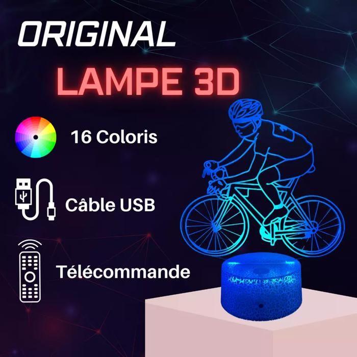 Lampe décorative LED - Cyclisme - 3D - Multicolore - Tactile - Télécommande incluse