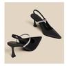 Fashion 2024 Black Slingback Heels Sandals Woman Shoes Spring Summer Heel Shoes Pointe High Heels Women Pumps Elegant Ladies Heeled