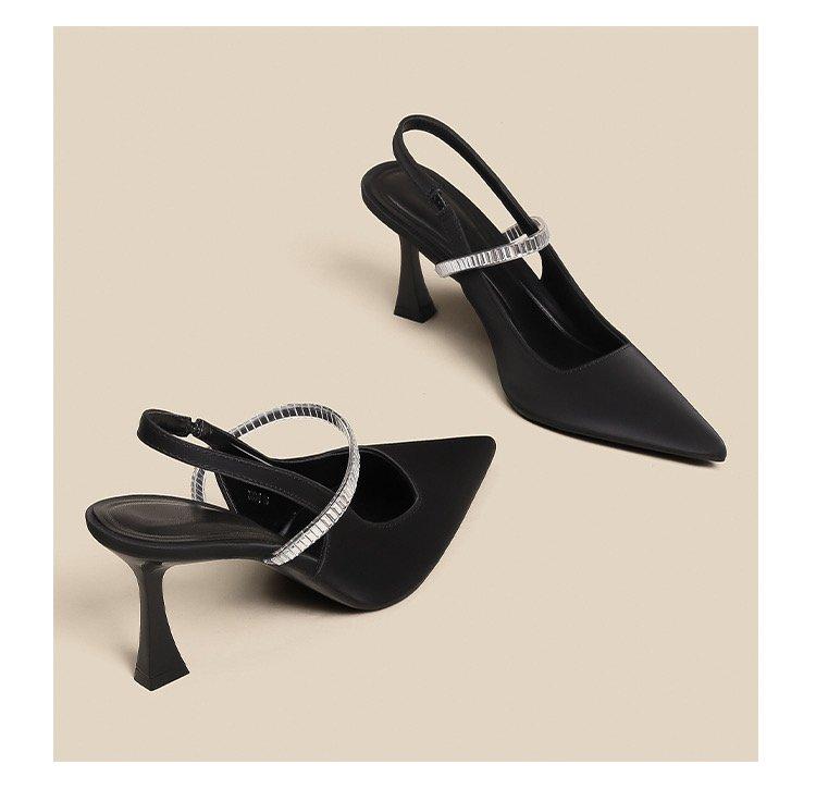 Fashion 2024 Black Slingback Heels Sandals Woman Shoes Spring Summer Heel Shoes Pointe High Heels Women Pumps Elegant Ladies Heeled