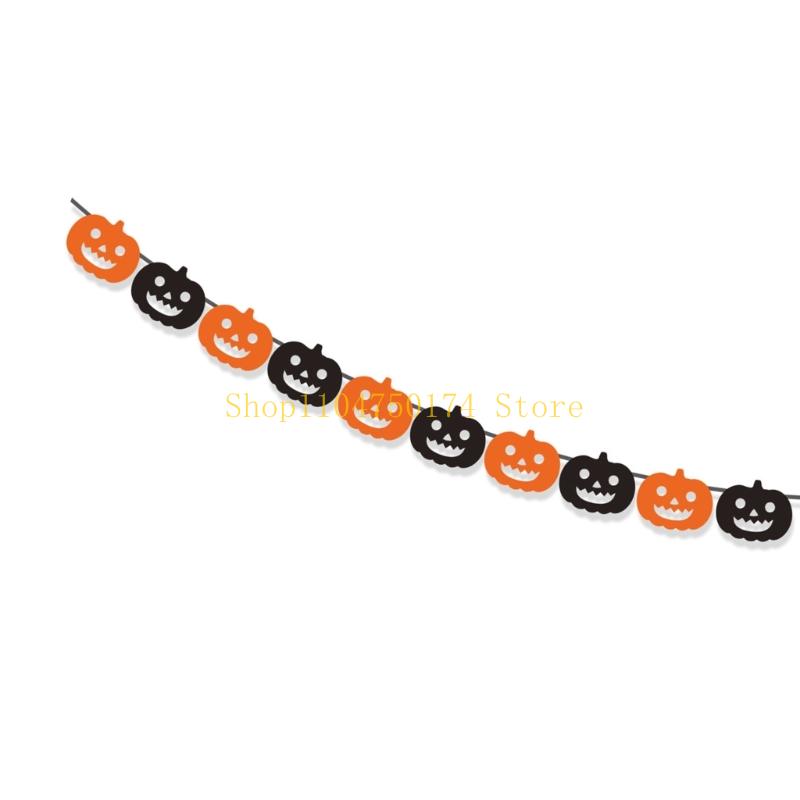 1Set Happy Halloween Banners with Pumpkins Sign Halloween Party Decorations Halloween Banners Hanging Party Supplies top sale