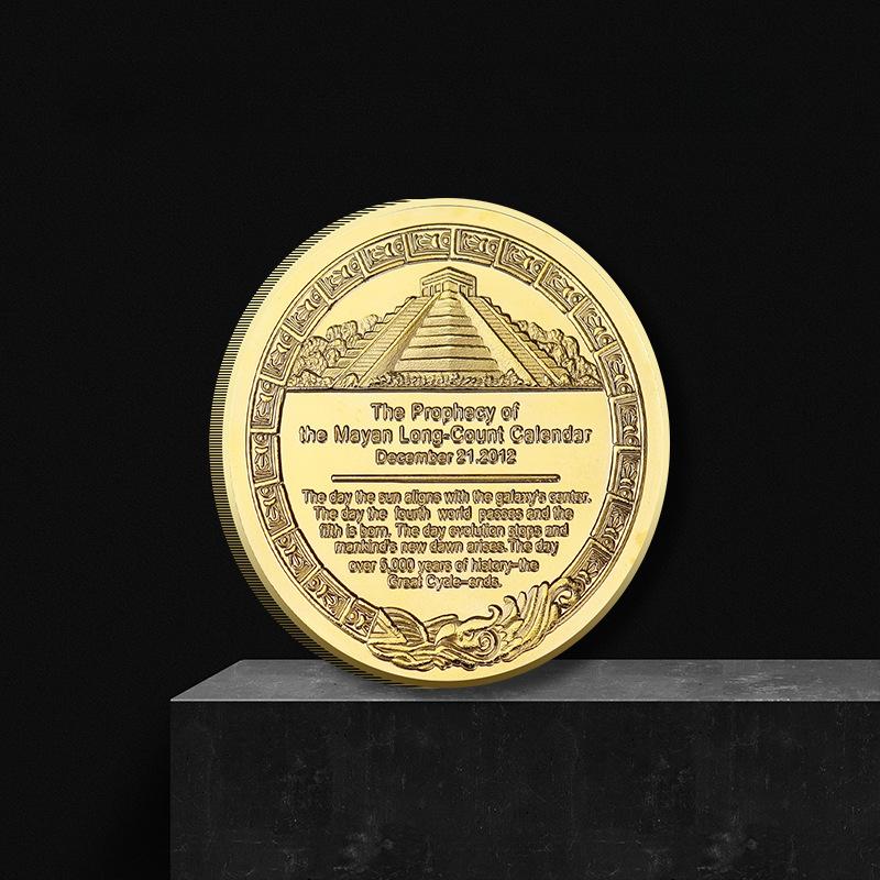 Памятная монета Майя, пирамида, солнечные часы, монета в иностранной валюте, коллекционная монета 40 мм, монета «Счастливая любовь» в защитной круглой коробке
