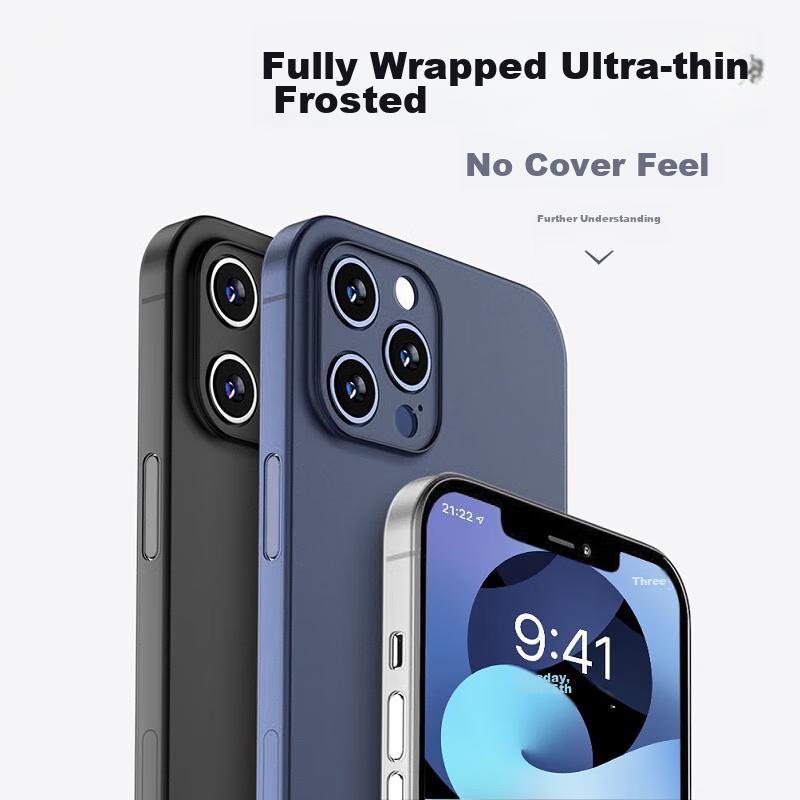 Ultra-Thin Zero-FeelCase for Apple IPhone 13 Pro, Full Protection Ultra-Thin Frosted Semi-Transparent Shockproof Hard, Blue
