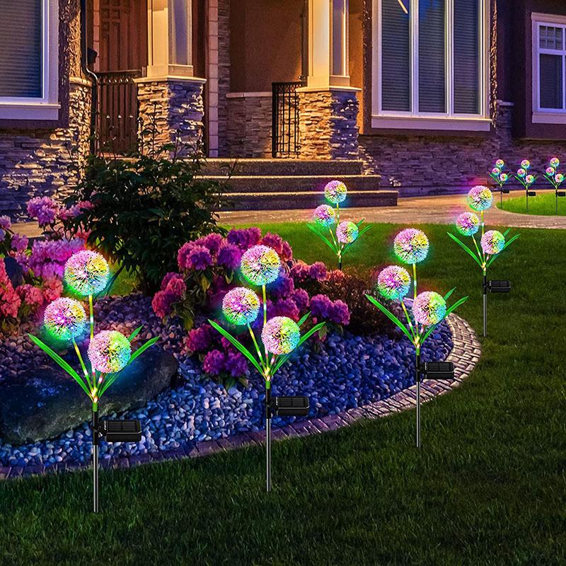 3 Head Dandelion Flower Solar Led Light Outdoor Garden Lawn Lamps For Garden Street Lawn Stakes Fairy Lamps Yard