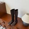 Street Style Stretch Women Knee High Boots Fashion Elegant Square Toe Shoes Women's Modern Flats Long Booties